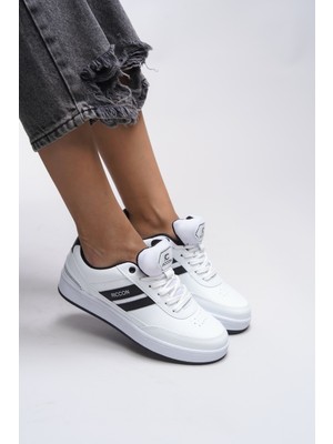 Riccon Zraudan Snekaer 001234 Beyaz-Siyah Erkek Ayakkabı Düz Tabanlı Konfor ve Stil