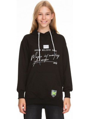 Kız Çocuk Kapüşonlu Yazı Baskılı Sweatshirt PX661.4