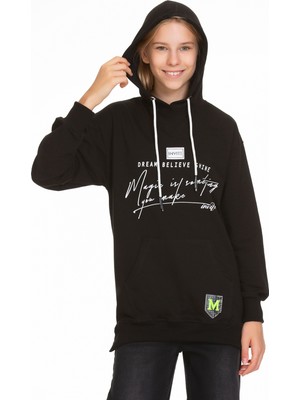 Kız Çocuk Kapüşonlu Yazı Baskılı Sweatshirt PX661.4