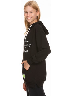 Kız Çocuk Kapüşonlu Yazı Baskılı Sweatshirt PX661.4