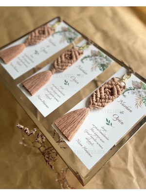 Macramelina El Örmesi Makrome Anahtarlık Düğün Kına Söz Sünnet Nişan Için Hediyelik-10 Adet