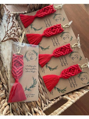 Macramelina El Örmesi Makrome Anahtarlık Düğün Kına Söz Sünnet Nişan Için Hediyelik -50 Adet