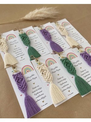 Macramelina El Örmesi Makrome Anahtarlık Düğün Kına Söz Sünnet Nişan Için Hediyelik -50 Adet