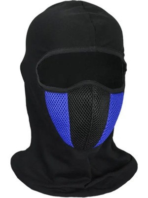 Breen Motorcular için Mavi-Siyah Yüz Maskesi- Soğuk, Rüzgar ve Güneşten Yüz Koruyucu