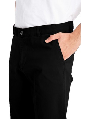 Varetta Erkek Siyah Cepli Casual Chino Regular Kesim Likralı Kanvas Pantolon