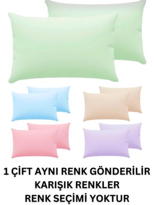 2 Adet Fermuarlı %100 Pamuklu Yastık Kılıfı Karışık Renk (50*70 Cm)