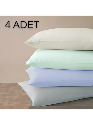 4 Adet Fermuarlı %100 Pamuklu Yastık Kılıfı Karışık Renk (50*70 Cm)