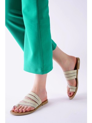 Kazax Aboll Bej Cilt Terlik