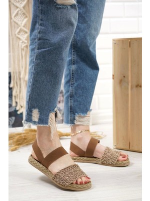 Kazax Marri Vizon Dantel Lastikli Sandalet