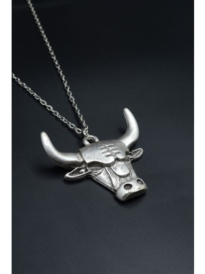 Boğa  Gümüş Kaplama Unisex Düz Zincir Kolye kod 842