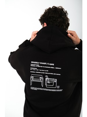 Coredra Wassily Chair Oversize Fit Hoodie Erkek - Siyah