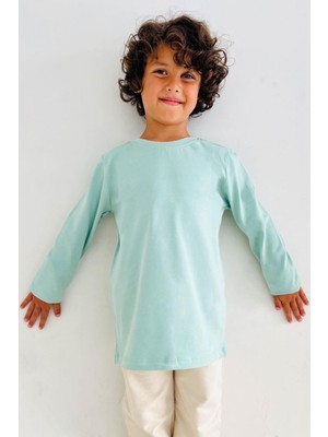 Breeze Erkek Çocuk Uzun Kollu Tişört Basic 5-14 Yaş, Mint Yeşili