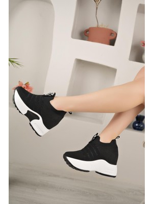 Nesil Shoes Lady 3009 Siyah 9cm Gizli Dolgu Sneakers