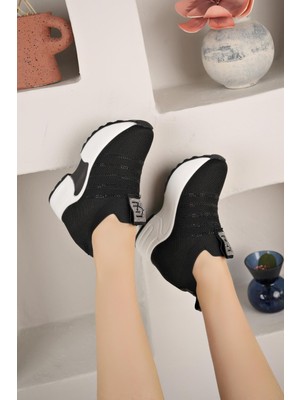 Nesil Shoes Lady 3009 Siyah 9cm Gizli Dolgu Sneakers