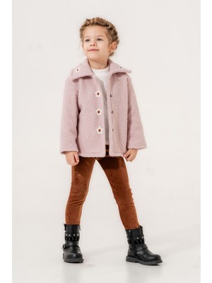Miniğimin Cicileri Nakışlı Kuzu Kaban Kız Çocuk takım - Pembe