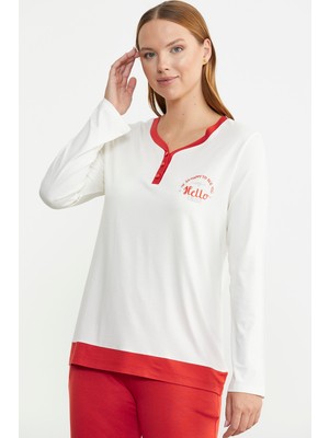 Renk Geçişli Rahat Kalıp Pijama Takım - Mercan