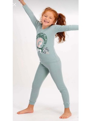 RolyPoly Kız Çocuk Soluk Mint Uzun Kollu Pijama Takımı