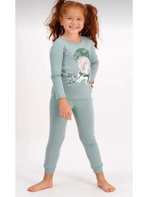 RolyPoly Kız Çocuk Soluk Mint Uzun Kollu Pijama Takımı