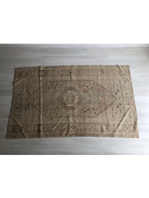 122X220 cm Bej Renkli Dekoratif El Dokuma Yumuşak Renkli Anadolu Antik Kilim