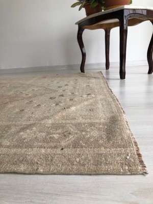 122X220 cm Bej Renkli Dekoratif El Dokuma Yumuşak Renkli Anadolu Antik Kilim