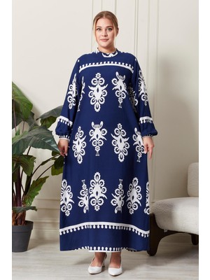 Kadın Büyük Beden Hakim Yaka Elbise