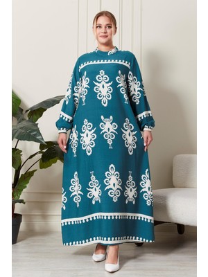 Kadın Büyük Beden Hakim Yaka Elbise