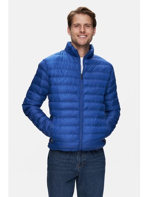 Northwın Mavi Fermuarlı ve Cepli Polyester Standard Fit Erkek Mont