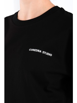 Coredra Anxiety Relaxed Fit Kadın T-Shirt - Siyah