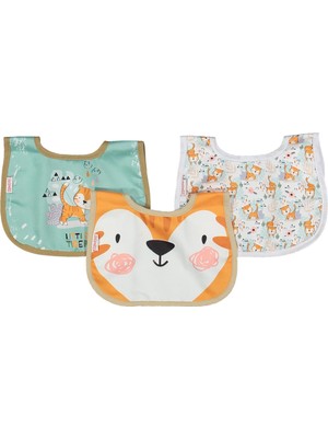 Çift Katlı  Çıtçıtlı Su Geçirmez Bebek Mama ve Salya Önlük 3 Adet STL5138