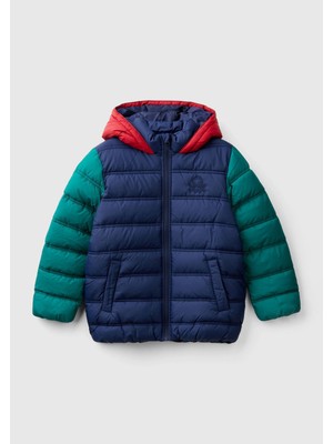 United Colors Of Benetton Erkek Çocuk Lacivert Mix Logo Işlemeli Pufa Mont
