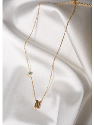 Gold Çelik N Harfi Kolye