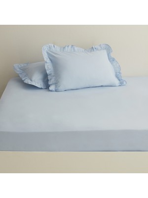 Karaca Home Basic  Pamuk Tek Kişilik Düz Çarşaf Mavi