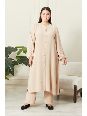 Kadın Büyük Beden Keten Ayrobin 2'li Takım