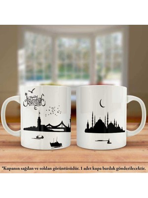 Çift Yön Renkli Baskılı İstanbul Silüeti M1- Şehir Kupa Bardak