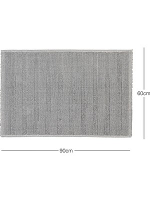 Ocean Home Textile Yıkanabilir Pamuklu Gri Renk Çizgi Desen Banyo Paspası 60 x 90 cm