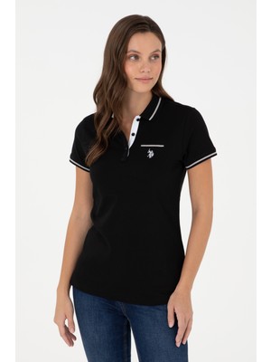 U.S. Polo Assn. Kadın Siyah Polo Yaka Tişört 50280039-VR046