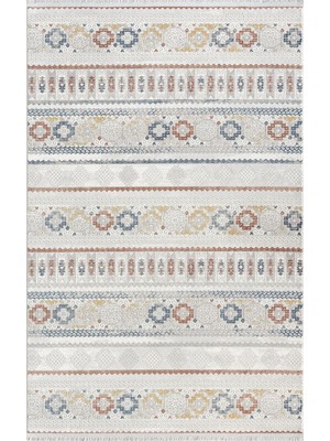 Karmen Halı Lotus 8565 Gri Halı Renkli Kilim Desenli Modern Ince Akrilik Tozuaz Salon Halısı Yatak Odası Koridor