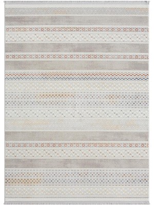 Karmen Halı Lotus 8571 Gri Renkli Kilim Desenli Modern Ince Akrilik Tozuaz Salon Oturma Odası Halısı