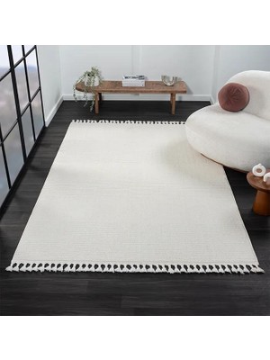 Karmen Halı Wool WL005A Beyaz Halı Sisal Bukle Dekoratif  Antialerjik Salon Halısı Yatak Odası