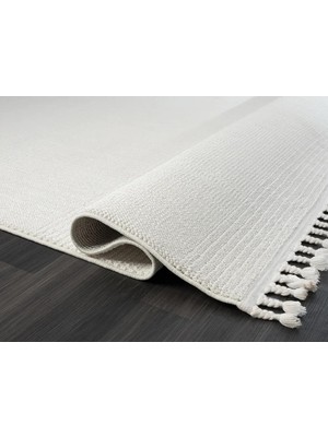 Karmen Halı Wool WL005A Beyaz Halı Sisal Bukle Dekoratif  Antialerjik Salon Halısı Yatak Odası