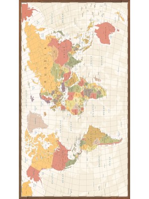 Pi Papers Renkli Dünya Haritası, Eğitici ve Öğretici, Çocuk ve Oyun Odası Duvar Sticker, Akıllı Kağıt Harita