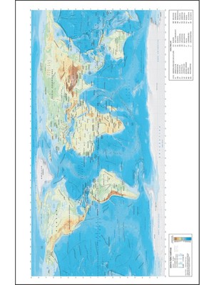 Pi Papers Dünya Fiziki Harita - Yüzeye Zarar Vermez, Yapışkansız Tutunan Statik Sihirli Akıllı Kağıt Harita