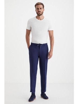 Beli Lastikli Lacivert Yün Jogger Flanel Pantolon