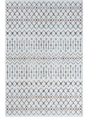 Karmen Halı Lenda LD002A Gri Kilim Renkli Detaylı Ince  Kaymaz Taban Makinada Yıkanabilir Salon Halı