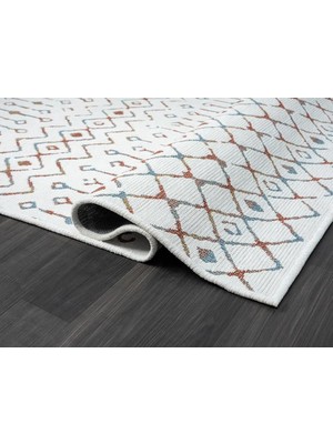 Karmen Halı Lenda LD002A Gri Kilim Renkli Detaylı Ince  Kaymaz Taban Makinada Yıkanabilir Salon Halı