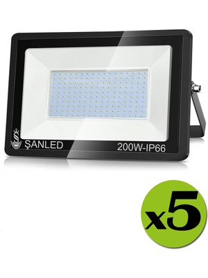 ŞANLED 200W 22.000 Lümen 6500K Beyaz Işık Smd LED Projektör -5 Adet