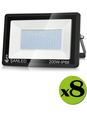 ŞANLED 200W 22.000 Lümen 6500K Beyaz Işık Smd LED Projektör- 8 Adet