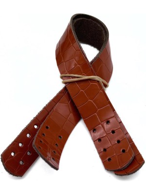 Angel Çanta Aksesuar Taba Renk Croco Desen  30X2  cm  Deri Çanta Sapı