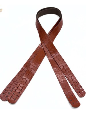 Angel Çanta Aksesuar Taba Renk Croco Desen Deri 70X2 cm  Çift  Çanta Sapı