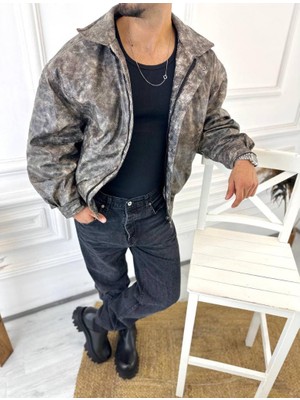 Elku Moda Mont Fermuarlı Su ve Rüzgar Geçirmez Mikro Jel Dolgulu Kaplamalı Kapitone Deri Ceket Deri Mont